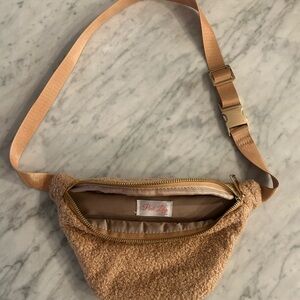 Pink Lily Tan Sherpa Belt Bag